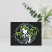 Gothic Green Bat Fairy Art Briefkaart (Staand voorkant)