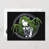 Gothic Green Bat Fairy Art Briefkaart (Voorkant / Achterkant)