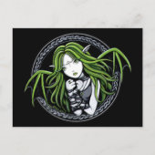 Gothic Green Bat Fairy Art Briefkaart (Voorkant)