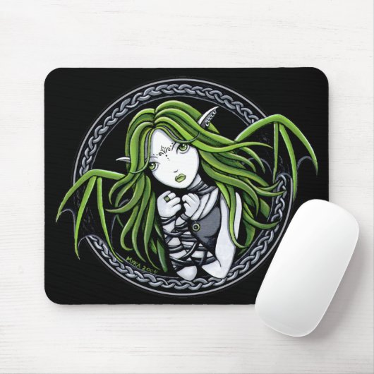 Gothic Green Bat Fairy Art Mousepad Muismat (Met muis)
