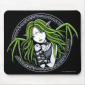 Gothic Green Bat Fairy Art Mousepad Muismat (Voorkant)