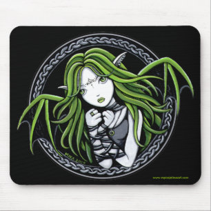 Gothic Green Bat Fairy Art Mousepad Muismat