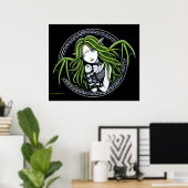 Gothic Green Bat Fairy Art Poster (Thuiskantoor)