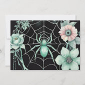 Gothic Green Mint Bloemen Spider Web Handfasting Save The Date (Achterkant)