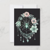 Gothic Green Mint Floral Spider Web Handfasting RSVP Kaartje (Achterkant)