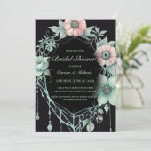 Gothic Green Mint Floral Spider Web Vrijgezellenfe Kaart (Staand voorkant)