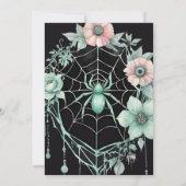 Gothic Green Mint Floral Spider Web Vrijgezellenfe Kaart (Achterkant)