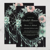 Gothic Green Mint Floral Spider Web Vrijgezellenfe Kaart (Voorkant / Achterkant)