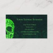 Gothic Green Skull Texture Background Tattoo Shop Visitekaartje (Achterkant)