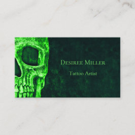 Gothic Green Skull Texture Background Tattoo Shop Visitekaartje