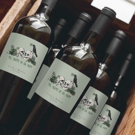 Gothic Green Til Death Ierse bruiloft Bloemen Sche Wijn Etiket