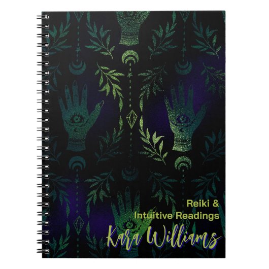 Gothic Green Witch Hand Mystiek Tarot Tijdschrift Notitieboek (Voorkant)