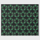 Gothic Green Wreath Black Skull Kerstmis Cadeaupapier (Vlak)