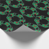 Gothic Green Wreath Black Skull Kerstmis Cadeaupapier (Hoek)