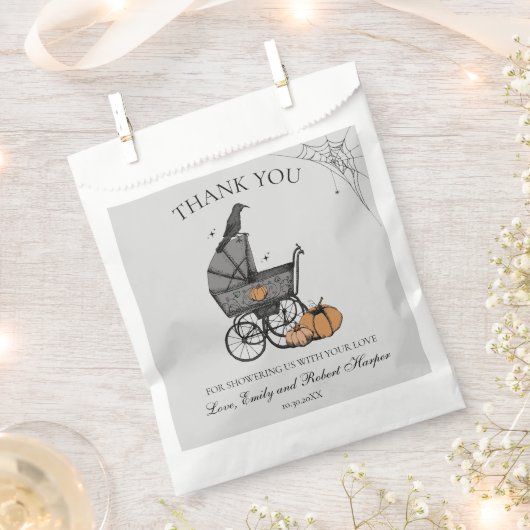Gothic Grey Baby Carriage Baby shower Bedankt Bedankzakje (Geknipt)