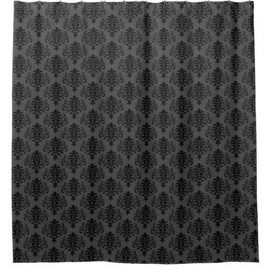 Gothic Grey Black Damask Patroon Douchegordijn (Voorkant)