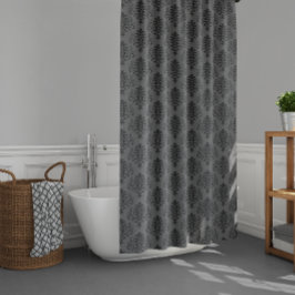 Gothic Grey Black Damask Patroon Douchegordijn