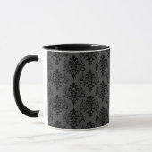 Gothic Grey Black Damask Patroon Mok (Links)