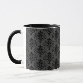 Gothic Grey Black Damask Patroon Mok