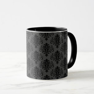 Gothic Grey Black Damask Patroon Mok