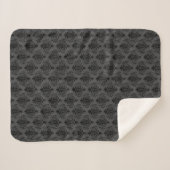 Gothic Grey Black Damask Patroon Sherpa Deken (Voorkant (horizontaal))