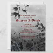 Gothic Grey Black Floral Red Lettering Wedding Kaart (Voorkant)