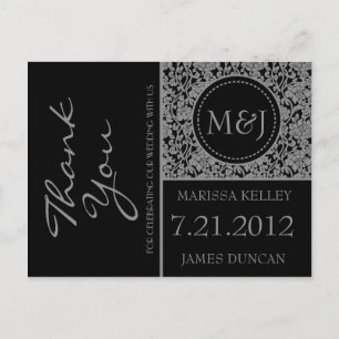 Gothic Grey/Black Flourish Bedankt Briefkaart