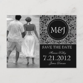 Gothic Grey & Black Flourish Save the Date Aankondigingskaart