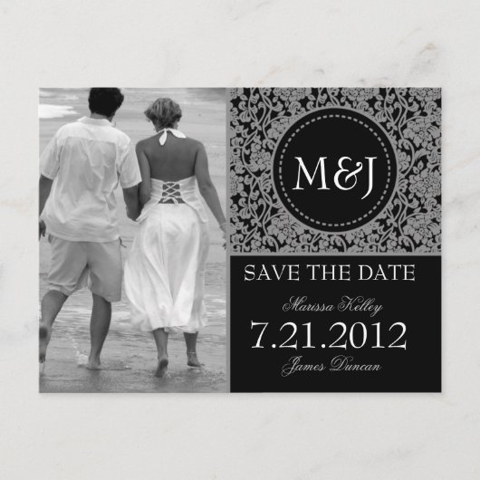 Gothic Grey & Black Flourish Save the Date Aankondigingskaart (Voorkant)