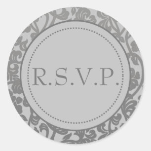Gothic Grey & Flourish Envelope Seals Ronde Sticker