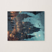 Gothic Griezeld Kasteel Halloween Puzzel – Heksen (Horizontaal)