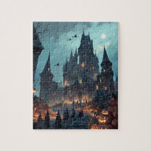 Gothic Griezeld Kasteel Halloween Puzzel – Heksen (Verticaal)