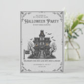 Gothic Griezelen Huis Halloween Feest Uitnodiging (Staand voorkant)