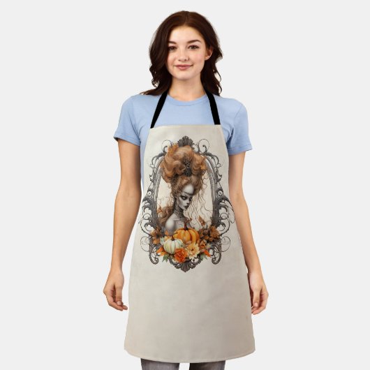 Gothic griezelige dame pompoenen dankbaar schort (Gedragen)