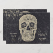 Gothic grijs beige schedel verjaardag RIP naar zij Kaart (Voorkant / Achterkant)