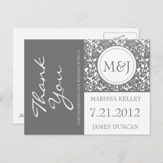 Gothic grijs bloeien dank u briefkaart (Voorkant / Achterkant)