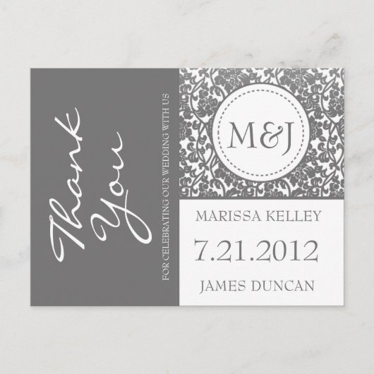 Gothic grijs bloeien dank u briefkaart (Voorkant)