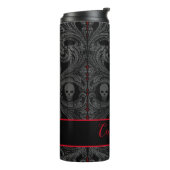 Gothic Grijs Ornament met schedel Aangepast Thermosbeker (Gedraaid links)