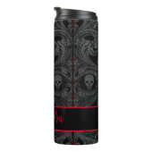Gothic Grijs Ornament met schedel Aangepast Thermosbeker (Geroteerd rechts)