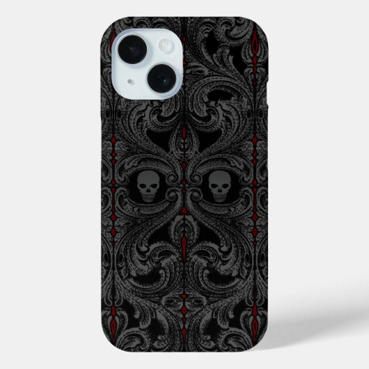 Gothic Grijze Ornament met schedel Case-Mate iPhone Case (Achterkant)