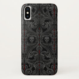 Gothic Grijze Ornament met schedel iPhone 15 Case