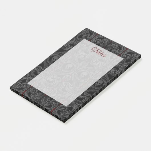 Gothic Grijze Ornament met schedel Post-it® Notes (Schuin)