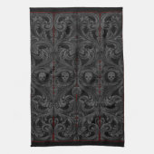 Gothic Grijze Ornament met schedel Theedoek (Verticaal)