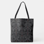 Gothic Grijze Ornament met schedel Tote Bag (Voorkant)