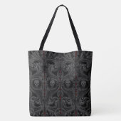 Gothic Grijze Ornament met schedel Tote Bag (Achterkant)