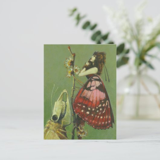 Gothic Grim Moth Lady Briefkaart (Staand voorkant)