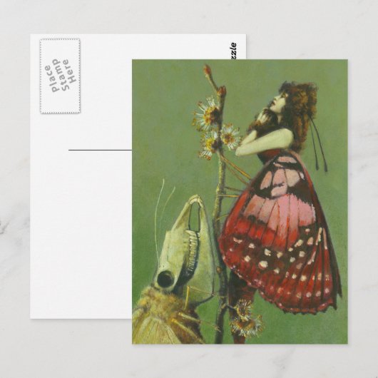 Gothic Grim Moth Lady Briefkaart (Voorkant / Achterkant)