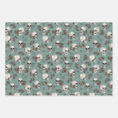 Gothic groene schedels en strepen Halloween Inpakpapier Vel (Voorkant 3)