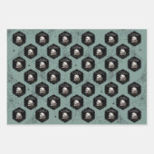 Gothic groene schedels en strepen Halloween Inpakpapier Vel (Voorkant)