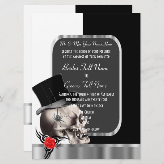 Gothic Groom Skull zwart en wit Kaart (Voorkant / Achterkant)